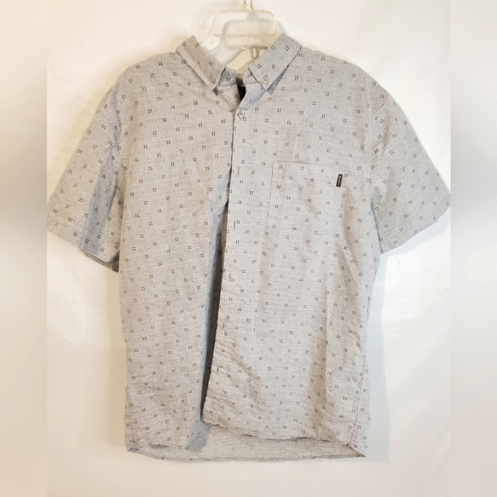 Molokai surf Co men's size Xl Button up short sleeve t-shirt grey and black